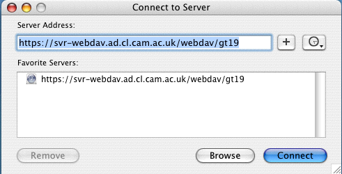 Connect to server dialog