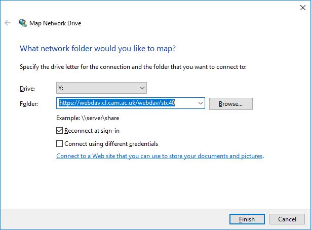 map network drive dialog