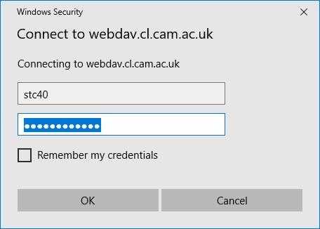 credentials dialog