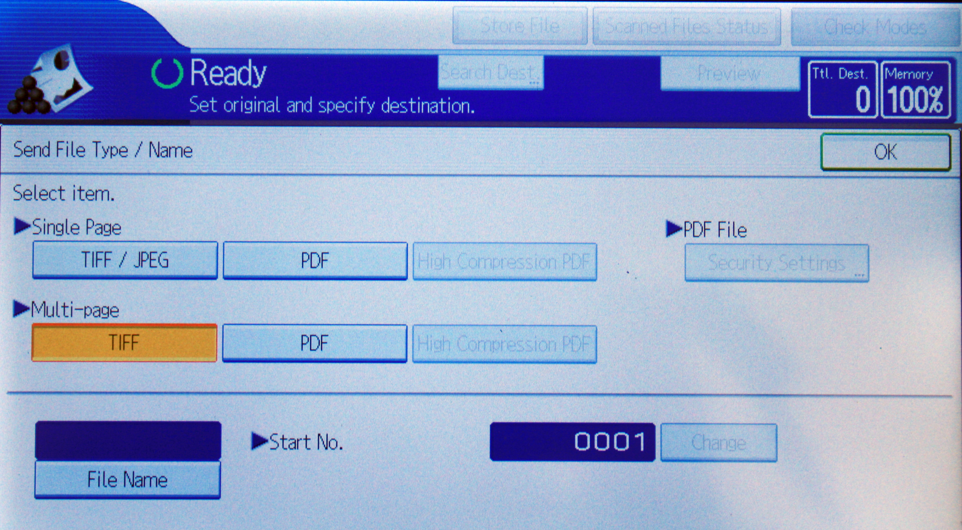 file type screen