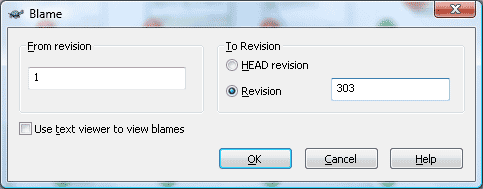 blame dialogue box