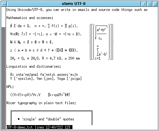 UTF-8 xterm screenshot using 6x13.bdf