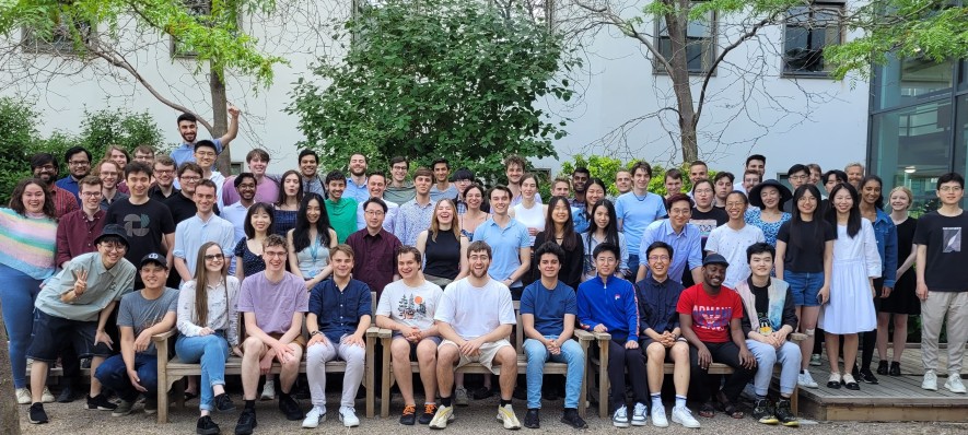 Postgraduate students in the Department courtyard