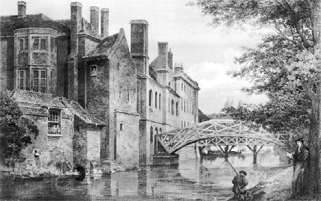 Queens' College Cambridge Bridge and Lodge, by Burford (1824)
