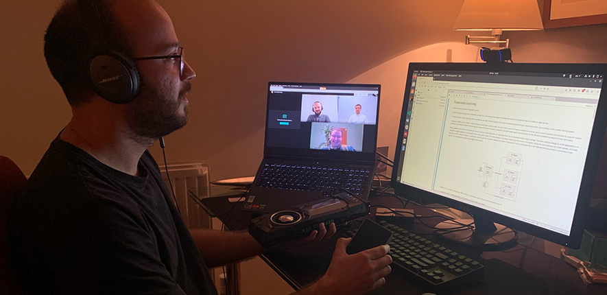 Image shows Dr Pedro Porto Buarque De Gusmao in the Federated Learning lab