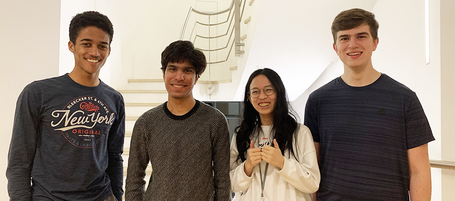 The successful Computer Science students, pictured left to right: Marc Harvey-Hill, Yash Shah, Nicole Choong and Matthew Elliot