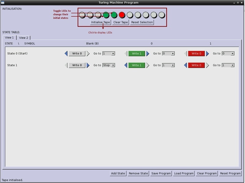 GUI tape initialisation