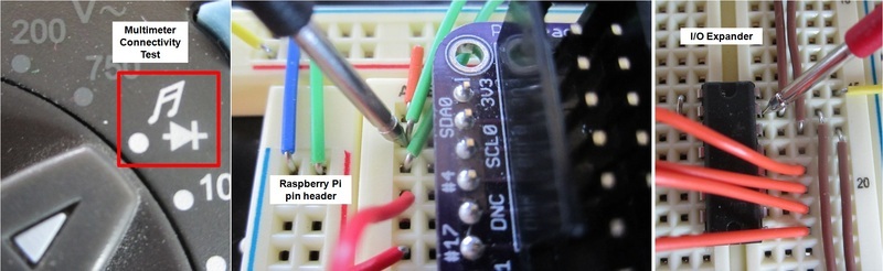 pin header + I/O adapter connectivity test