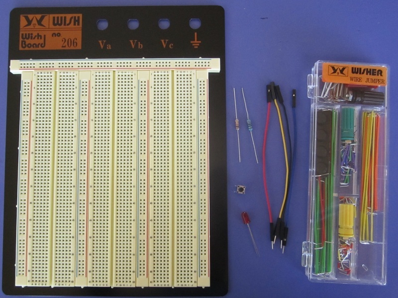 breadboard and components