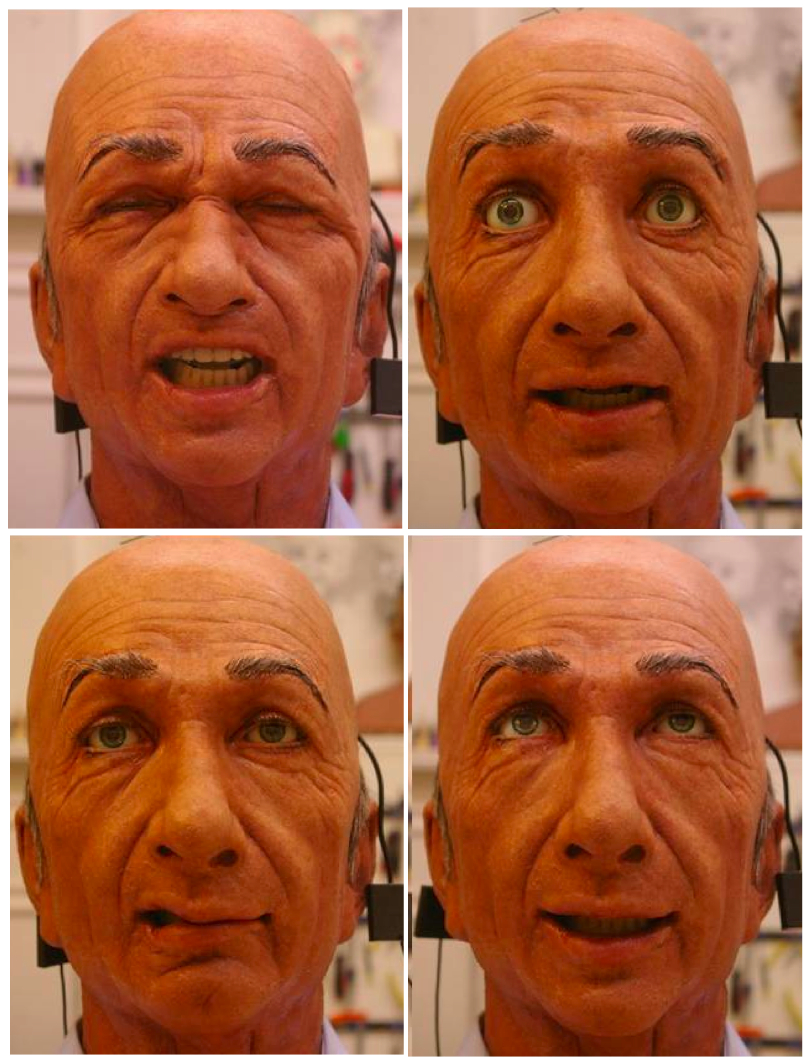 One of our robots, Charles, making various facial expressions