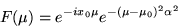 \begin{displaymath}F(\mu) = e^{-ix_{0}\mu} e^{-(\mu-\mu_{0})^{2}\alpha^{2}} \end{displaymath}
