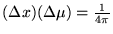 $(\Delta x) (\Delta \mu) = \frac{1}{4 \pi} $