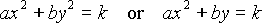 ax^2+by^2=k  or  ax^2+by=k