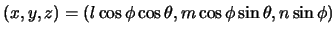 $(x,y,z) = (l \cos
\phi \cos \theta, m \cos \phi \sin \theta, n\sin \phi)$