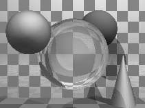 <Image:
a basic ray traced model showing reflection and refraction.>