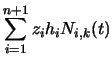 $\displaystyle \sum_{i=1}^{n+1}z_ih_i N_{i,k}(t)$