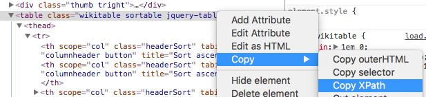 copy the XPath of the element you want