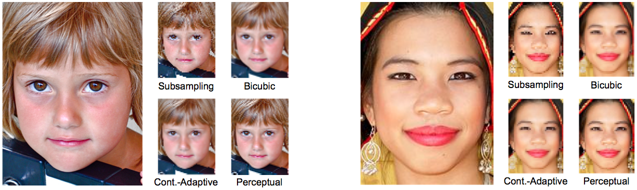 Downscaling results on face images
