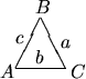 \begin{picture}(40,16)
\put(15,0){\line(1,0){10}}
\put(15,0){\line(1,2){5}}
\...
...24,4){$a$ }
\put(12,-2){$A$ } \put(19,11){$B$ } \put(26,-2){$C$ }
\end{picture}