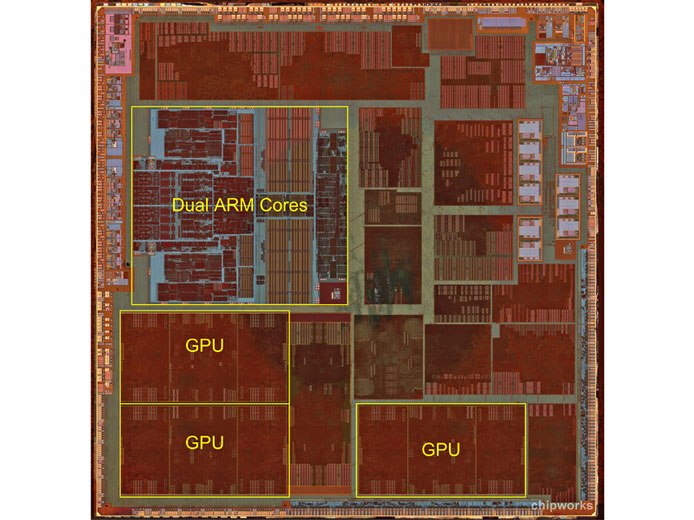 An Apple SoC - Two ARM and 3 GPU cores. Made by arch rival Samsung.