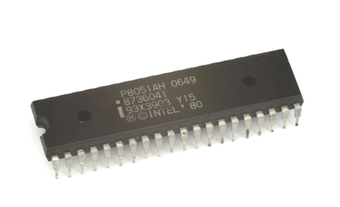Intel 80C51 Microcontroller Chip from 1980. 