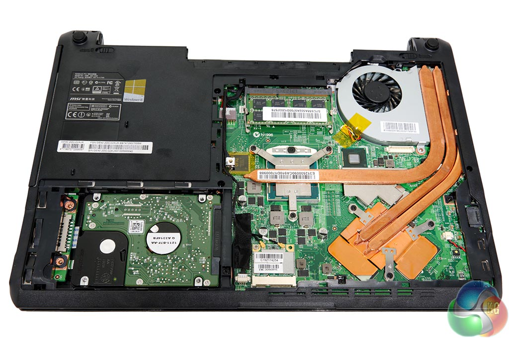 Thermal management heat pipes in a modern laptop.