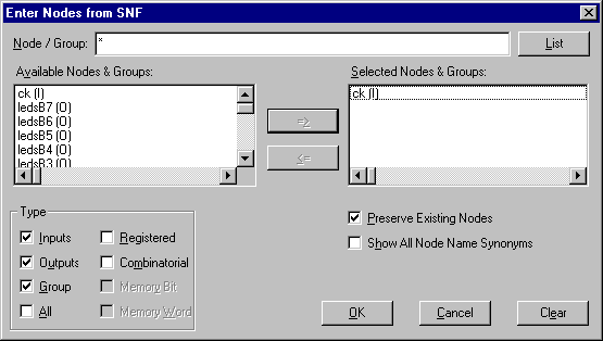 [SNF Node dialog box]