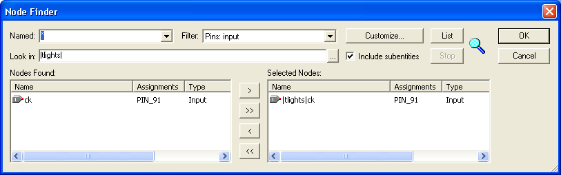 Node Finder dialog