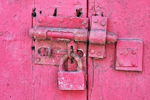 Locked pink door